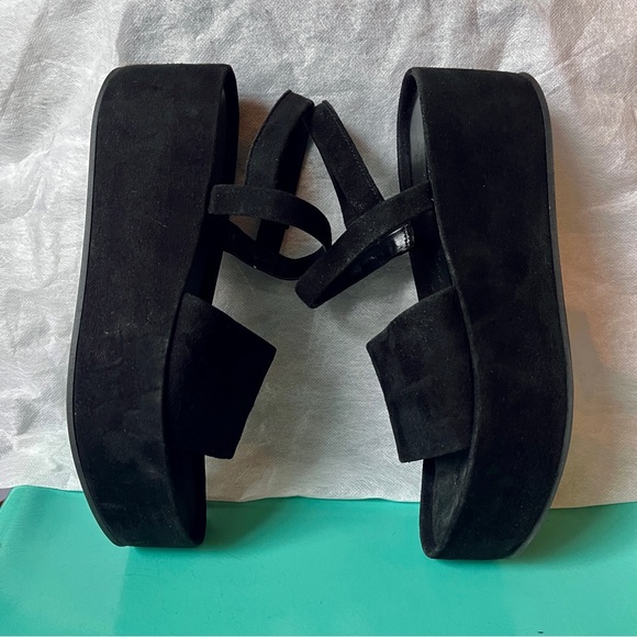 FURLA CAPRICCIO SLINGBACK BLACK PLATFORM SUEDE SANDALS - Picture 9 of 11